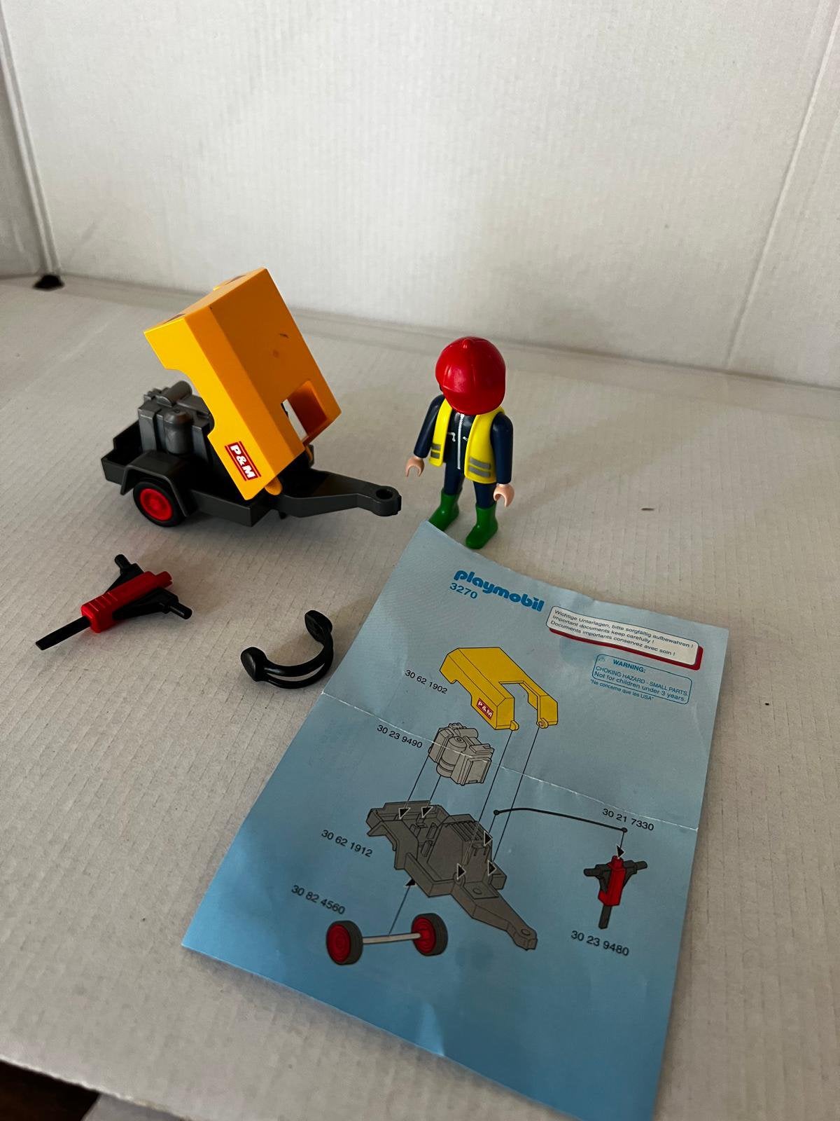 Playmobil 3270 Bouwvakker met aanhanger en drilboor, Ophalen of Verzenden, Gebruikt