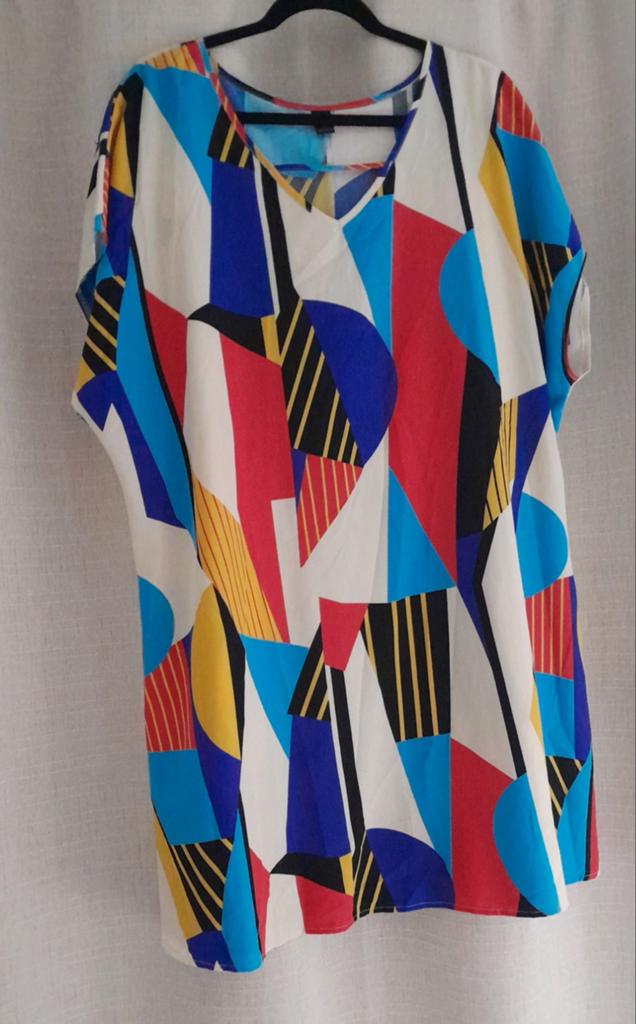 Kleurrijke geometrische jurk- Maat 2xl 48/50, Overige kleuren, Verzenden, Jurk, Onbekend