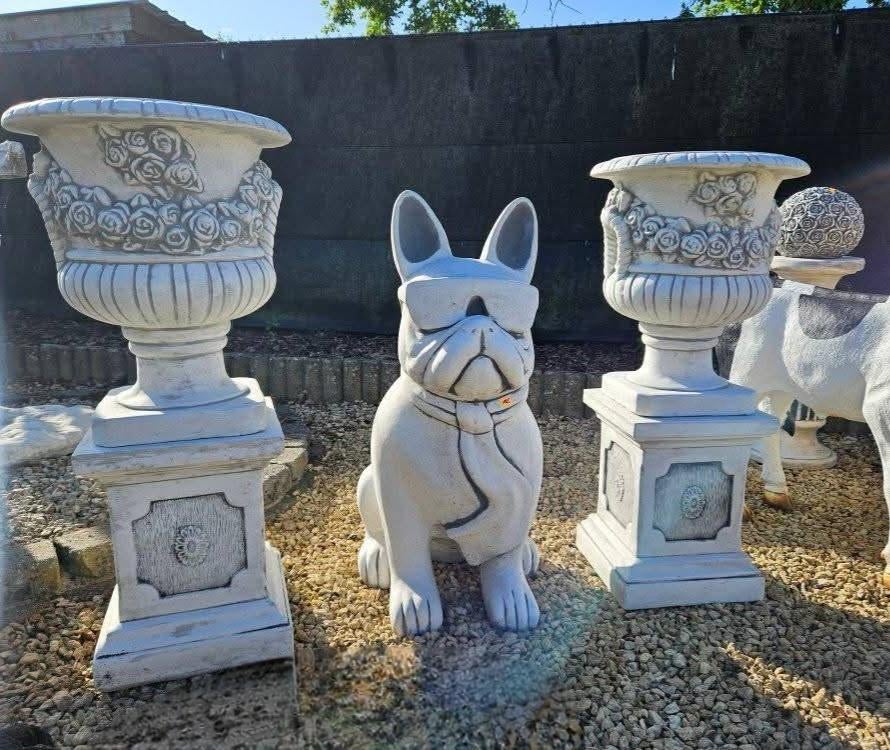 Beton bloempotten,  of franse bulldog, Tuin en Terras, Ophalen, Nieuw, Beton, Dierenbeeld