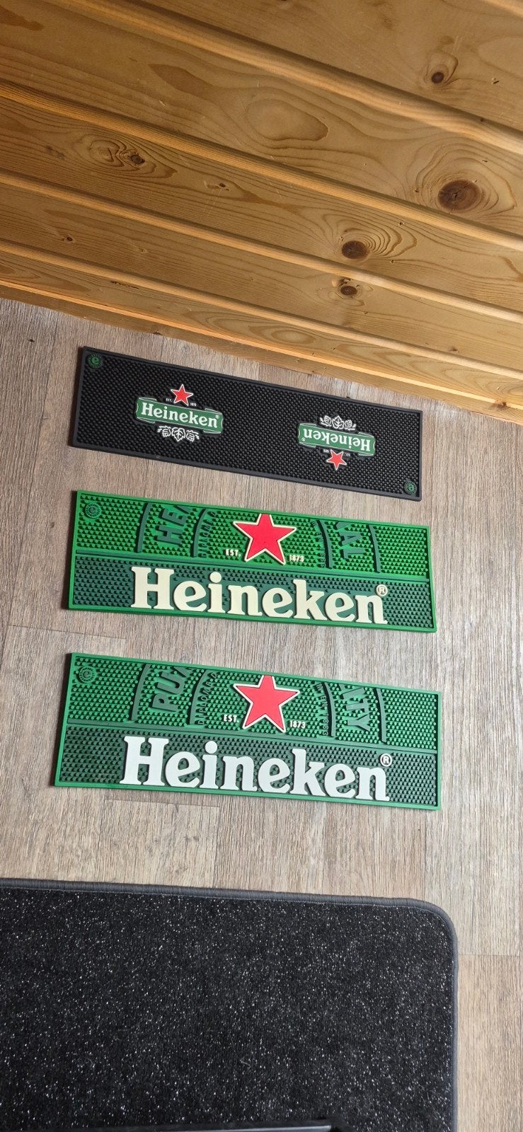Heineken rubberen bar matten / biermatten (set van 3), Ophalen of Verzenden, Glas of Glazen, Heineken