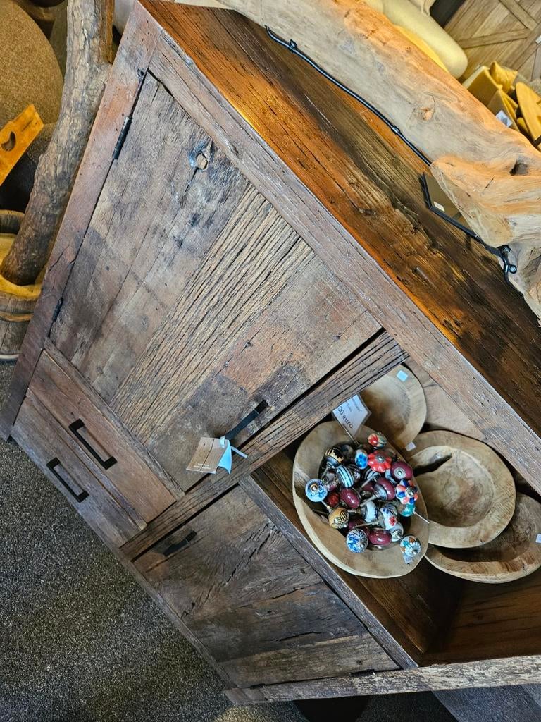 Kabinet oud hout gerecycled  stoer robuust, Ophalen of Verzenden, 25 tot 50 cm, 100 tot 150 cm
