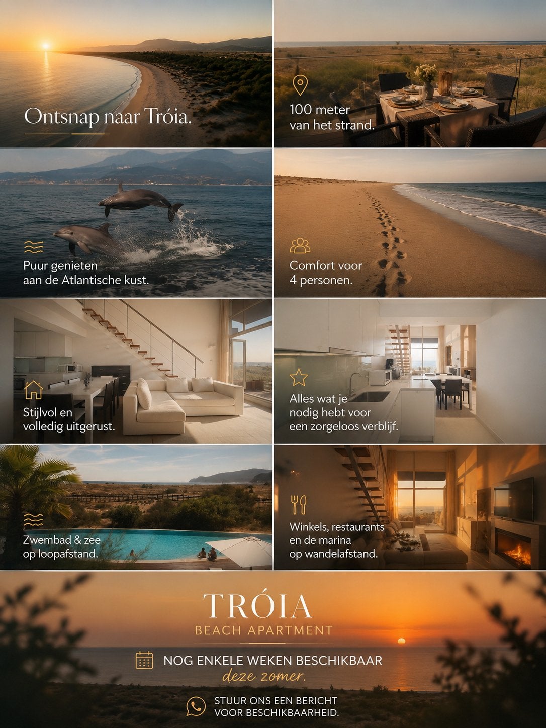 Prachtig Penthouse duplex op Troia met 180º zeezicht, Lissabon en Midden-Portugal, Appartement, Landelijk, Open haard