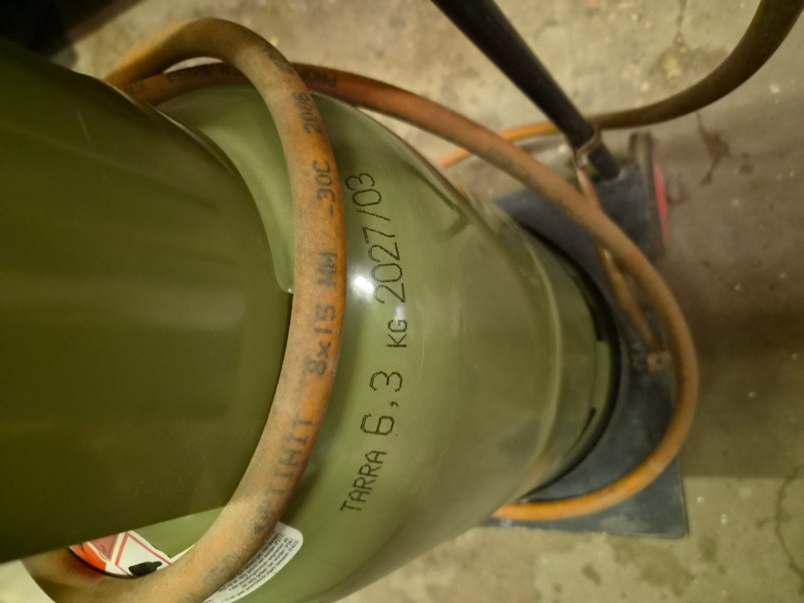Gasfles met grote brander, Ophalen, Gebruikt