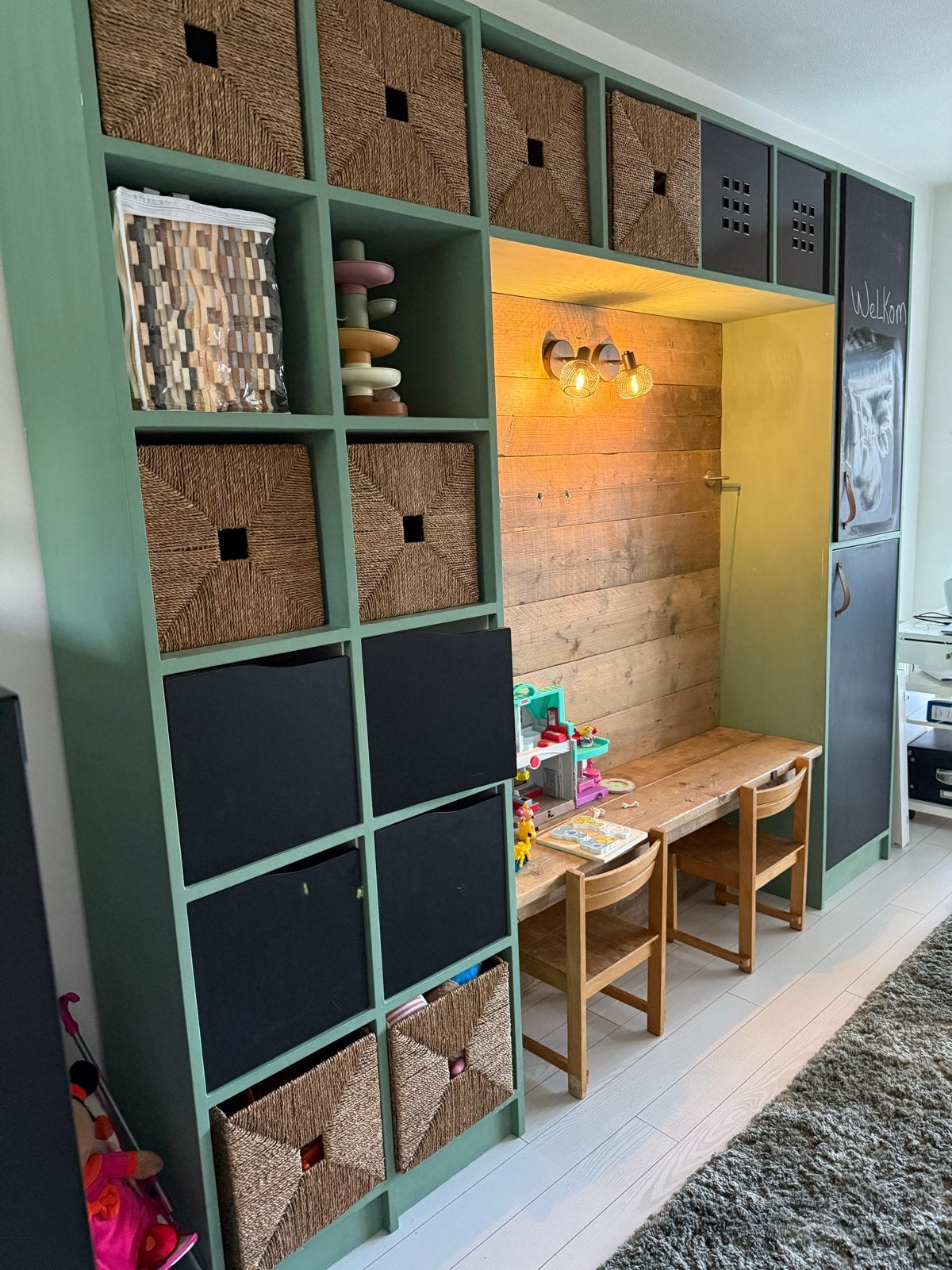 Grote kastenwand met bureau en opbergruimte, Gebruikt, Ophalen of Verzenden, 200 cm of meer, Minder dan 100 cm