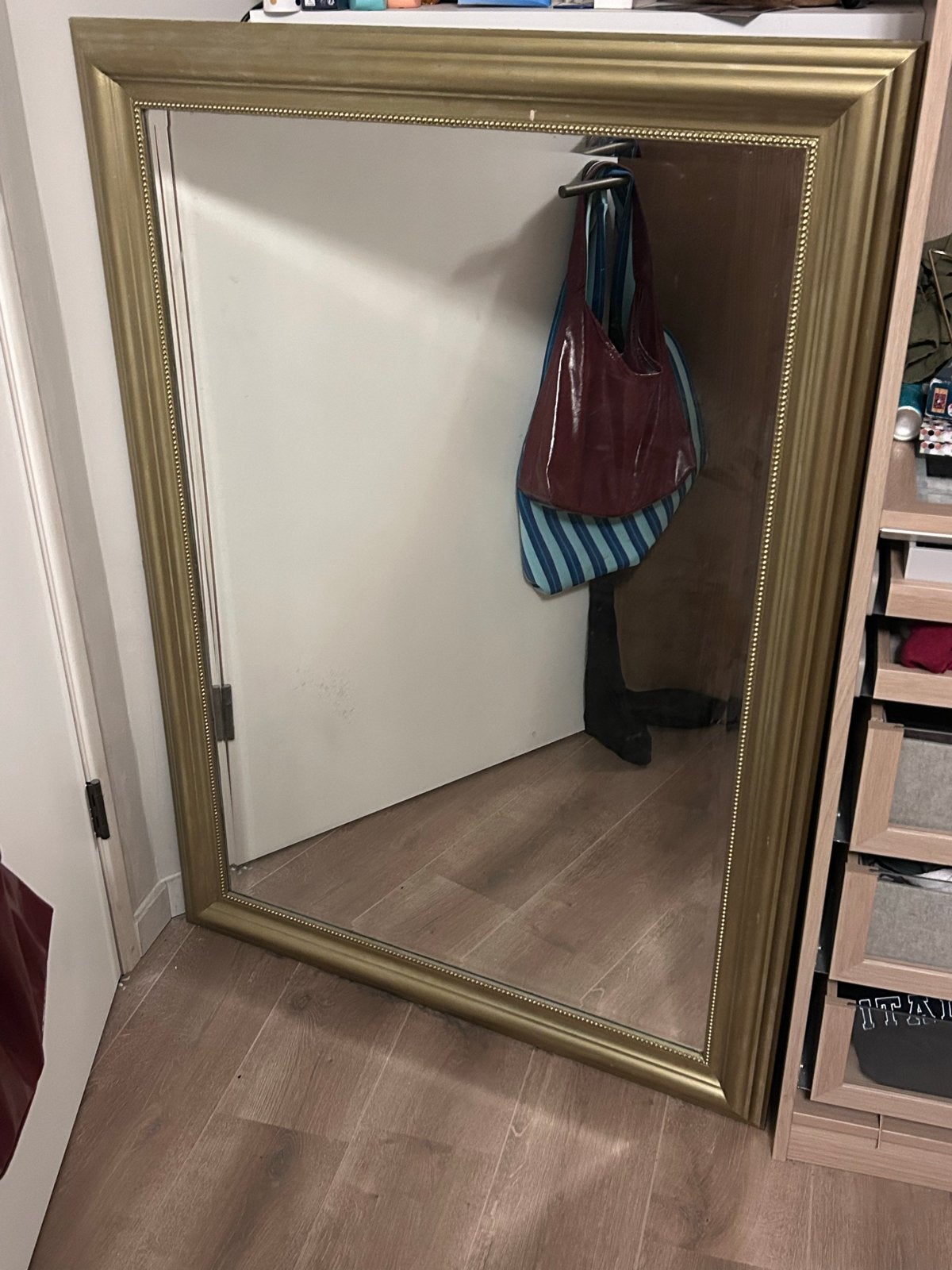 Gouden spiegel - zo goed als nieuw, Ophalen, 100 tot 150 cm, Zo goed als nieuw, 75 tot 100 cm