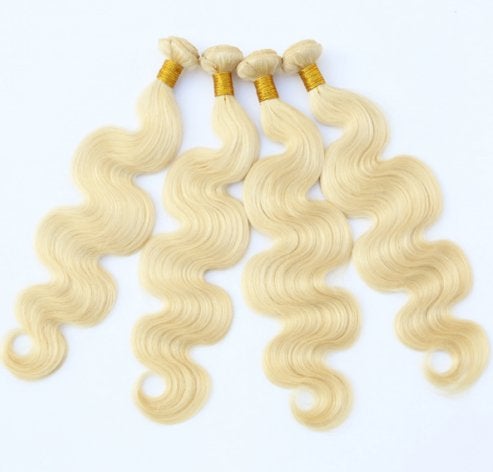 Blonde Brazilian Virgin Human Hair Extensions Krullen Haar, Verzenden, Nieuw, Pruik of Haarverlenging