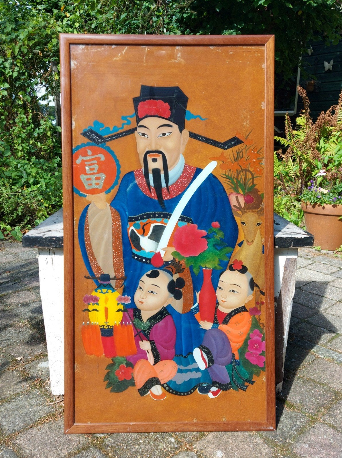 Chinees achterglas schilderij., Antiek en Kunst, Schilderij, Ophalen of Verzenden, China, Meerkleurig