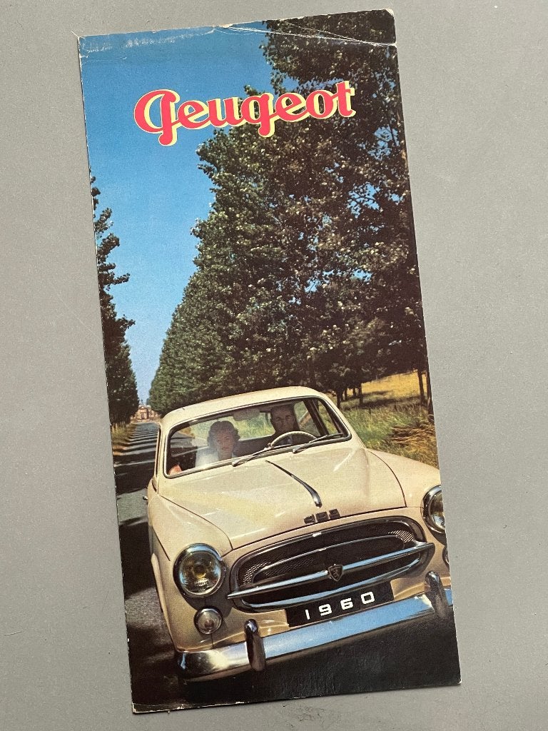 Folder Peugeot 203 en 404 en D4A uit 1960, Ophalen of Verzenden, Zo goed als nieuw, Peugeot