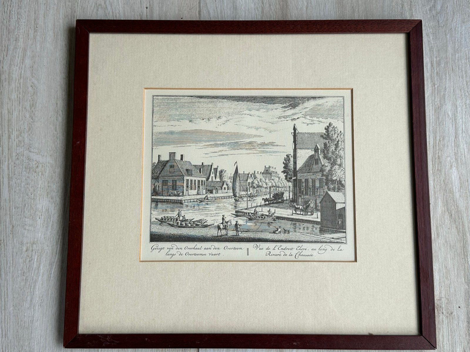 Oude Gravure overhaal overtoom Overtoomse vaart Amsterdam, Antiek en Kunst, Ophalen of Verzenden