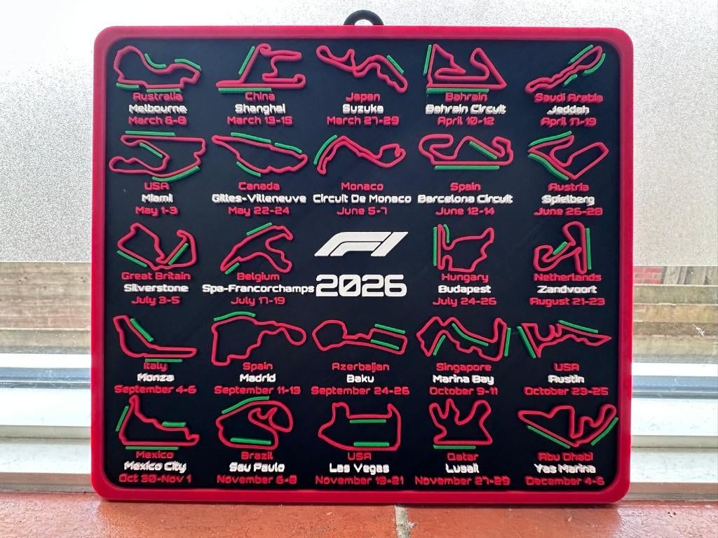 F1 2026 Kalender 3D Geprint, Ophalen of Verzenden, Nieuw, Formule 1