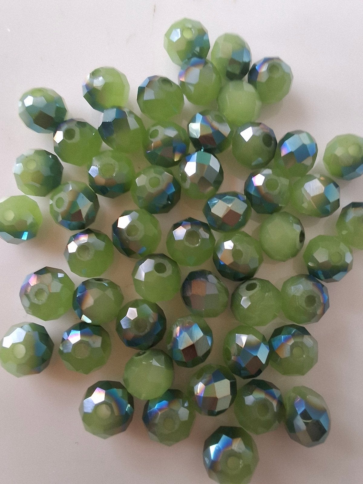 50 stuks 5 mm facet glaskralen groen kralen partij, Kraal, -, -, Nieuw