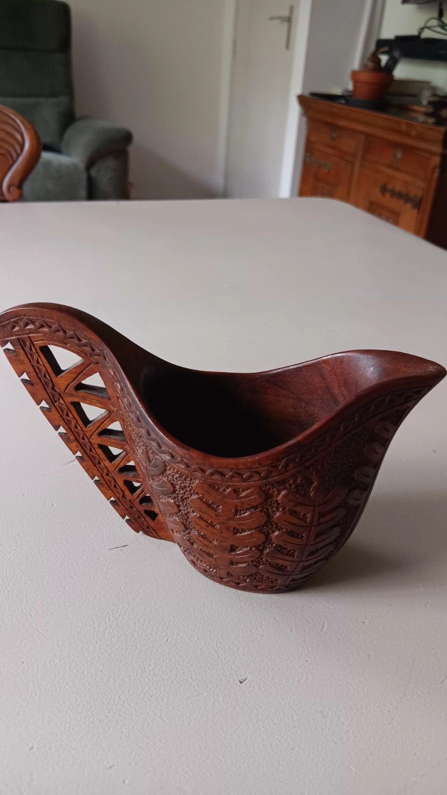 Vintage met de hand gesneden houten Balkan-bruiloftsbeker –, Ophalen of Verzenden