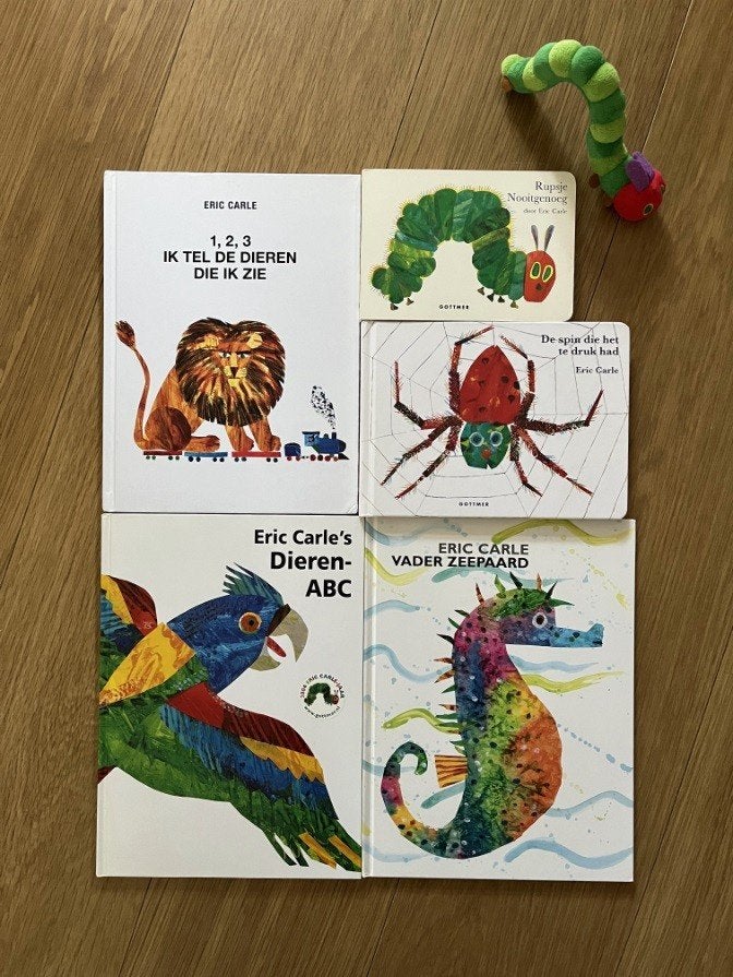 Eric Carle Rupsje nooitgenoeg knuffel Vader zeepaard stapel, Ophalen of Verzenden, Gelezen