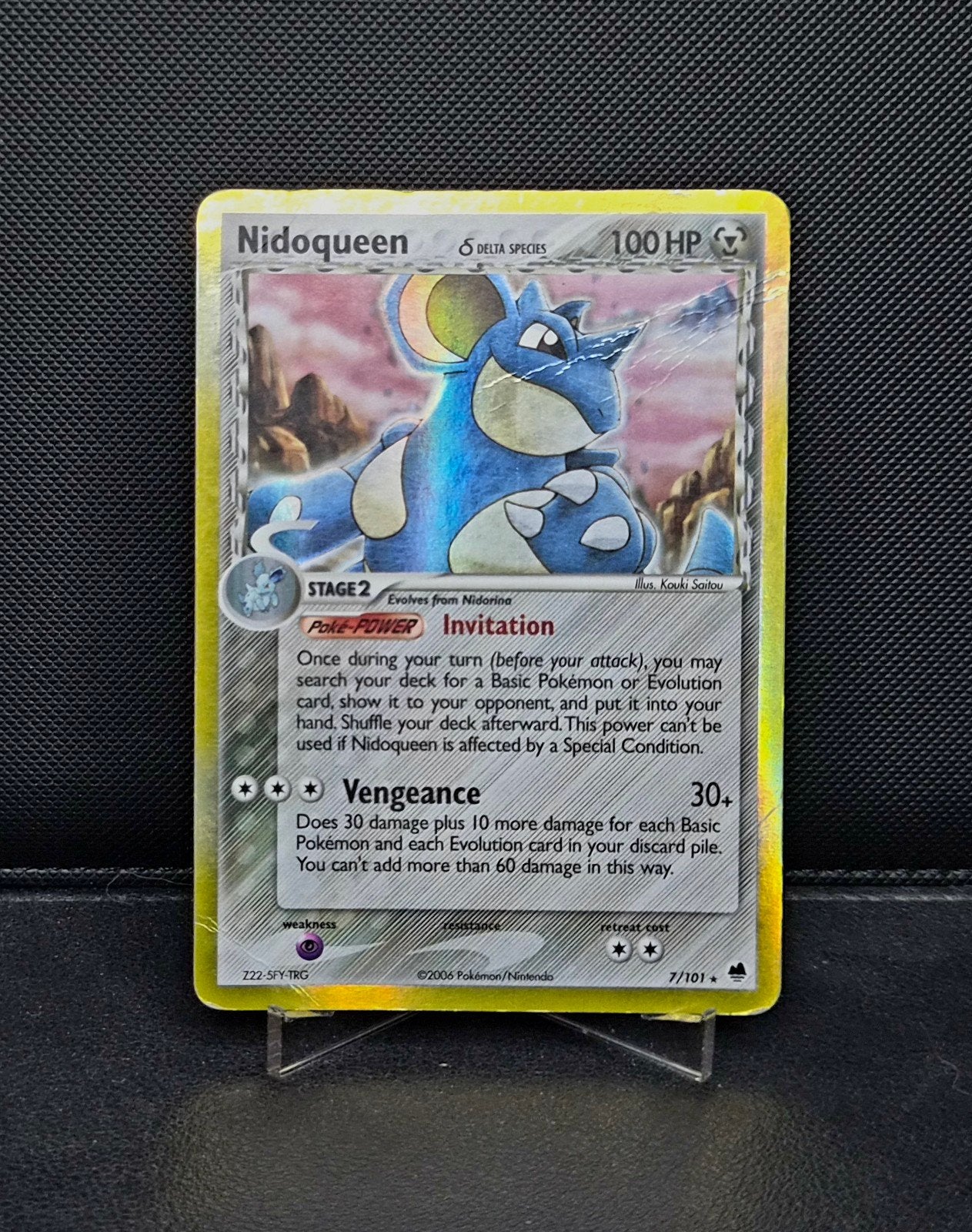 Nidoqueen Holo 7/101 EX Dragon Frontiers 2006, Hobby en Vrije tijd, Verzamelkaartspellen | Pokémon, Zo goed als nieuw, Ophalen of Verzenden