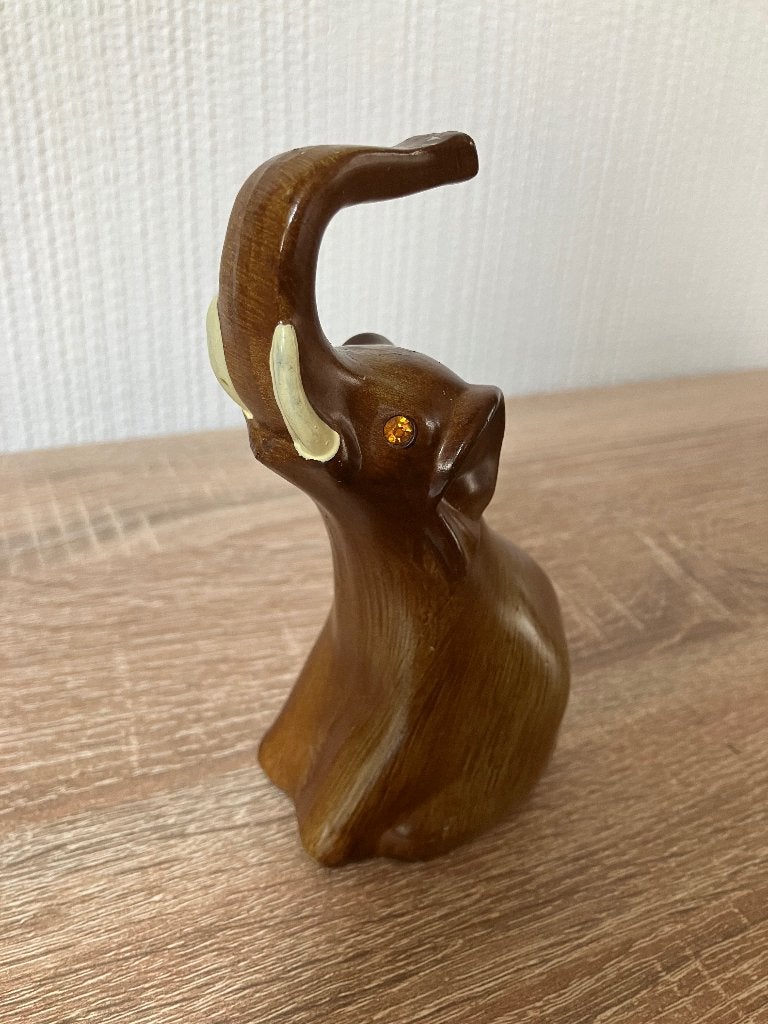 Vintage houten Olifant  - Hoogte 14 cm, Ophalen of Verzenden