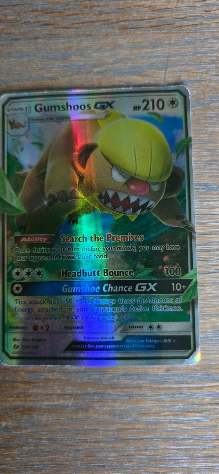 Pokémon Kaart Gumshoos GX 110/149, Ophalen of Verzenden, Gebruikt, Losse kaart, Foil
