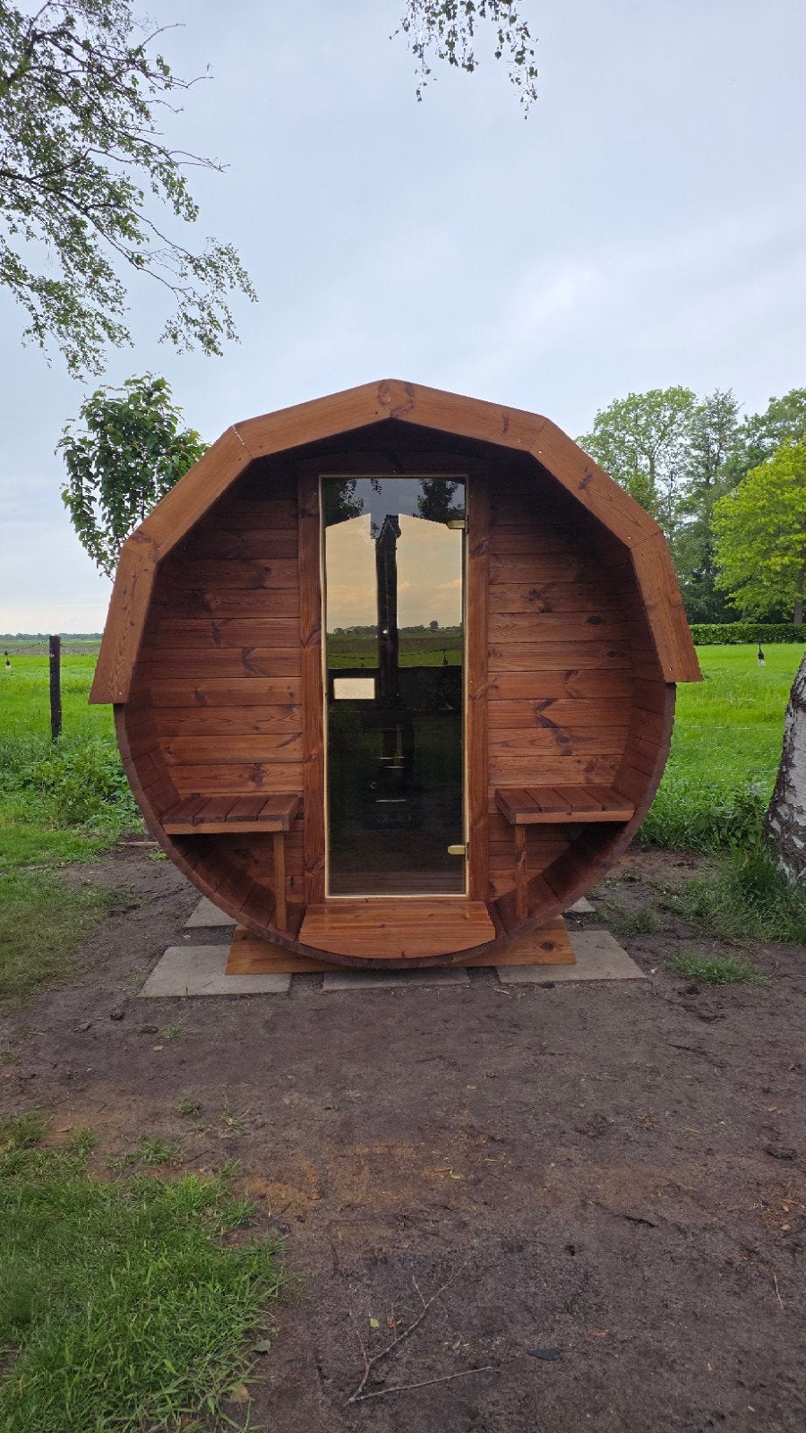 2,5M Barrel Sauna Gratis Levering en Plaatsing - 10% KORTING, Ophalen of Verzenden, Nieuw, Complete sauna