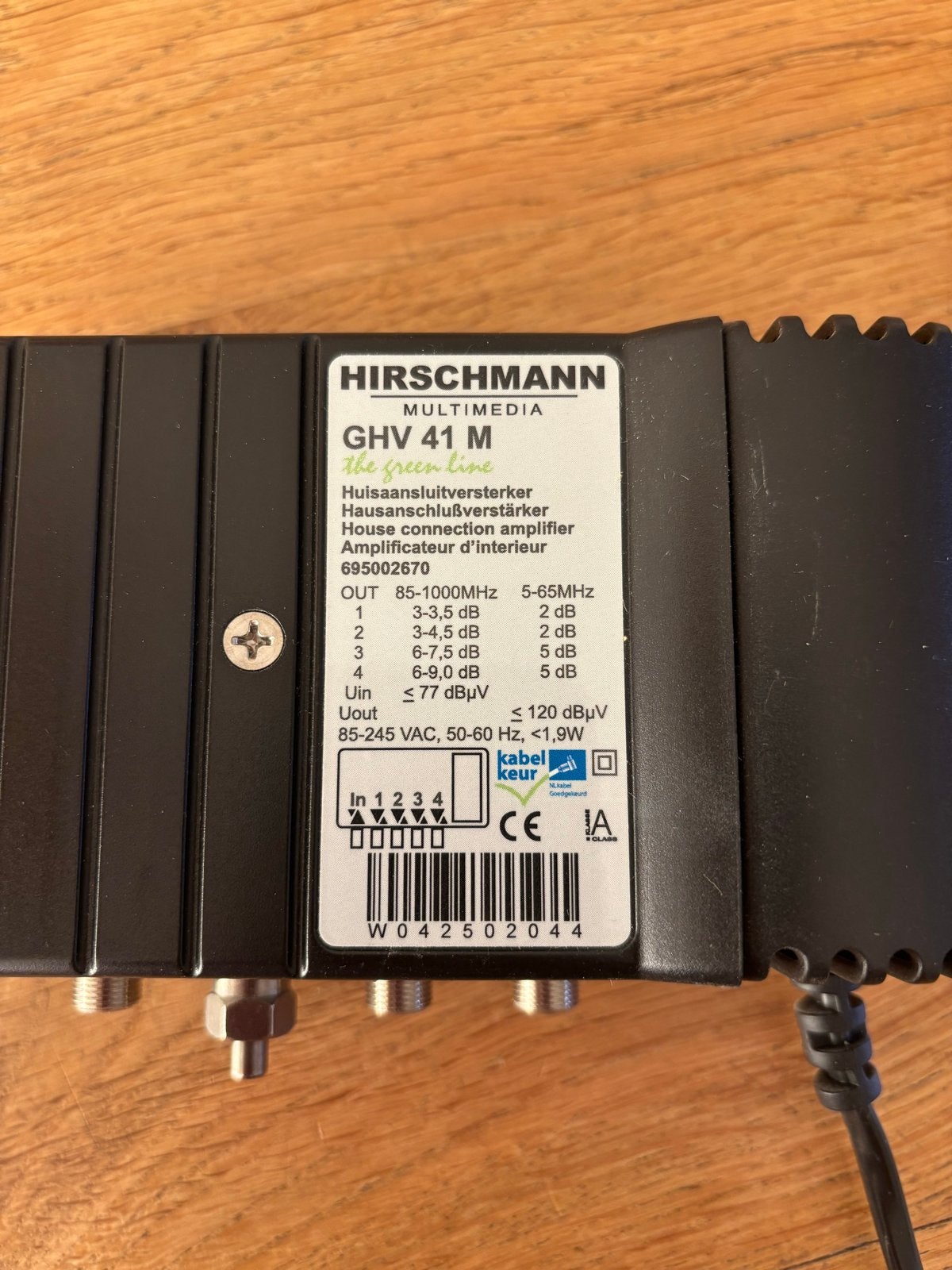 Hirschmann GHV 41 M Multimedia Huisversterker, Ophalen of Verzenden, Gebruikt, Minder dan 2 meter, Overige kabels