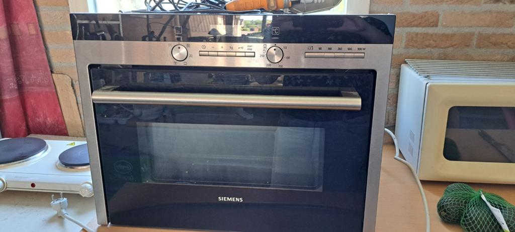 Siemens Inbouw Combi-magnetron Oven - Zilver/Zwart, Ophalen, 45 tot 50 cm, Gebruikt, Siemens