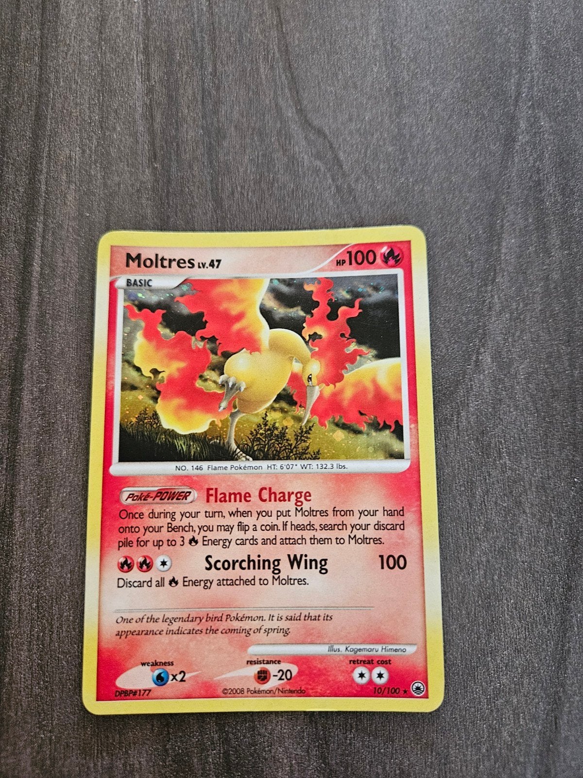 Moltres holo 10/100, Ophalen of Verzenden, Zo goed als nieuw