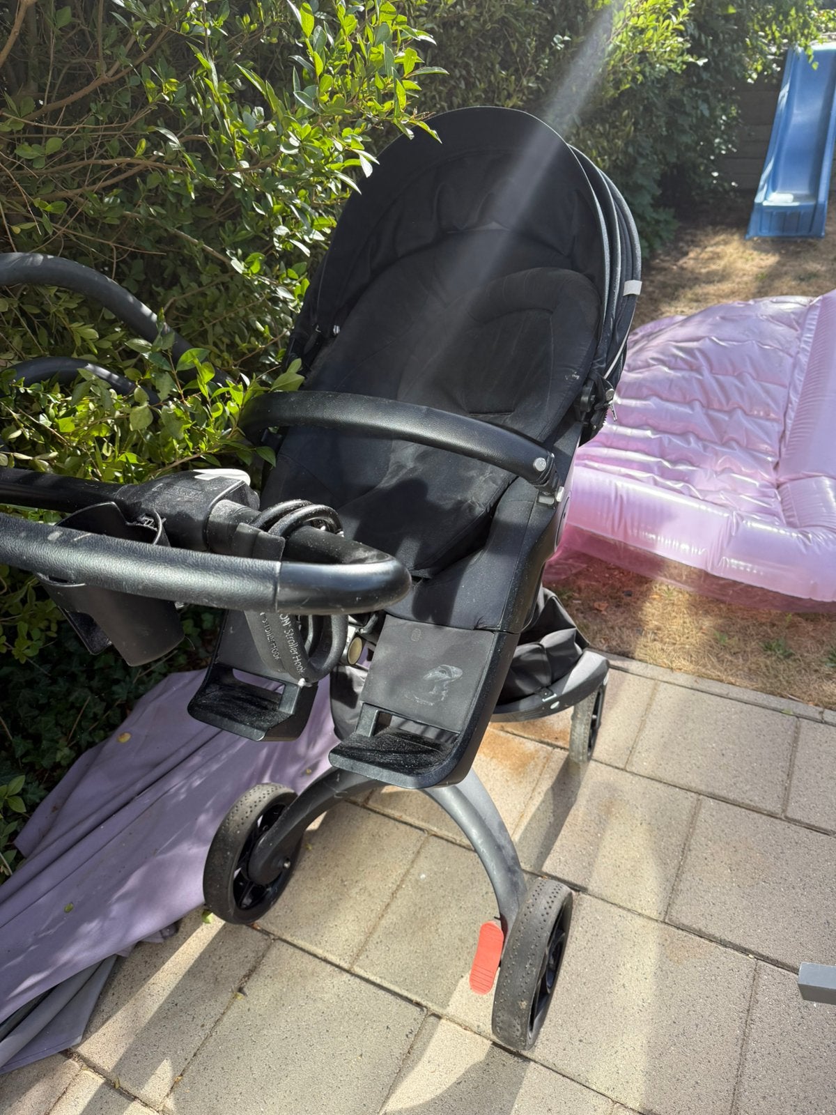 Stokke kinderwagen zwart, Gebruikt, Verstelbare duwstang, Ophalen, Kinderwagen