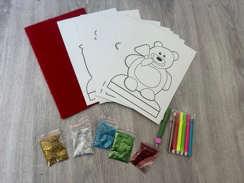 Knutselsetje met prik-kleurplaten en glitter, Dieren, Nieuw, Meerkleurig, Ophalen of Verzenden