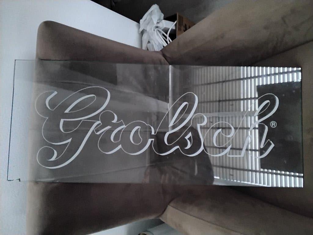 Grolsch reclame glas plaat, Ophalen, Gebruikt, Reclamebord, Plaat of Schild, Grolsch