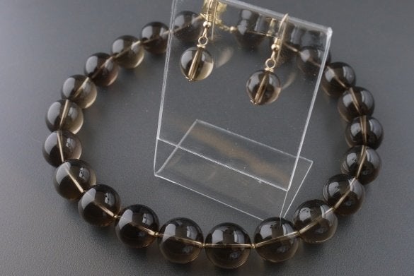 ROOKKWARTS (18 mm) ketting/oorhanger-set, Sieraden, Tassen en Uiterlijk, Kettingen, Bruin, Nieuw, Ophalen of Verzenden, Steen of Mineraal