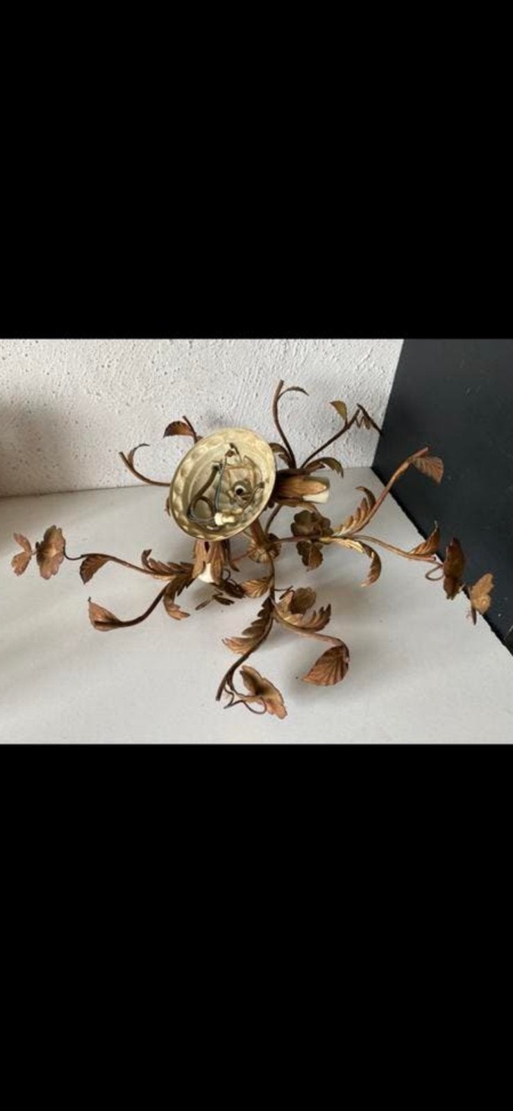 origineel JAREN ‘50/‘60 ‘FLORENTIJNSE’ TŌLE PLAFONDLAMP, Ophalen