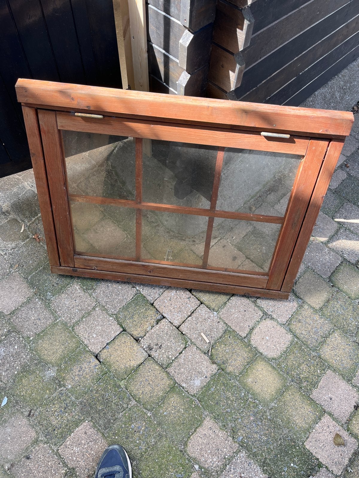 Houten raam met roedeverdeling, Doe-het-zelf en Verbouw, Glas en Ramen, Ophalen, Gebruikt, Gevelraam of Ruit, 80 tot 120 cm