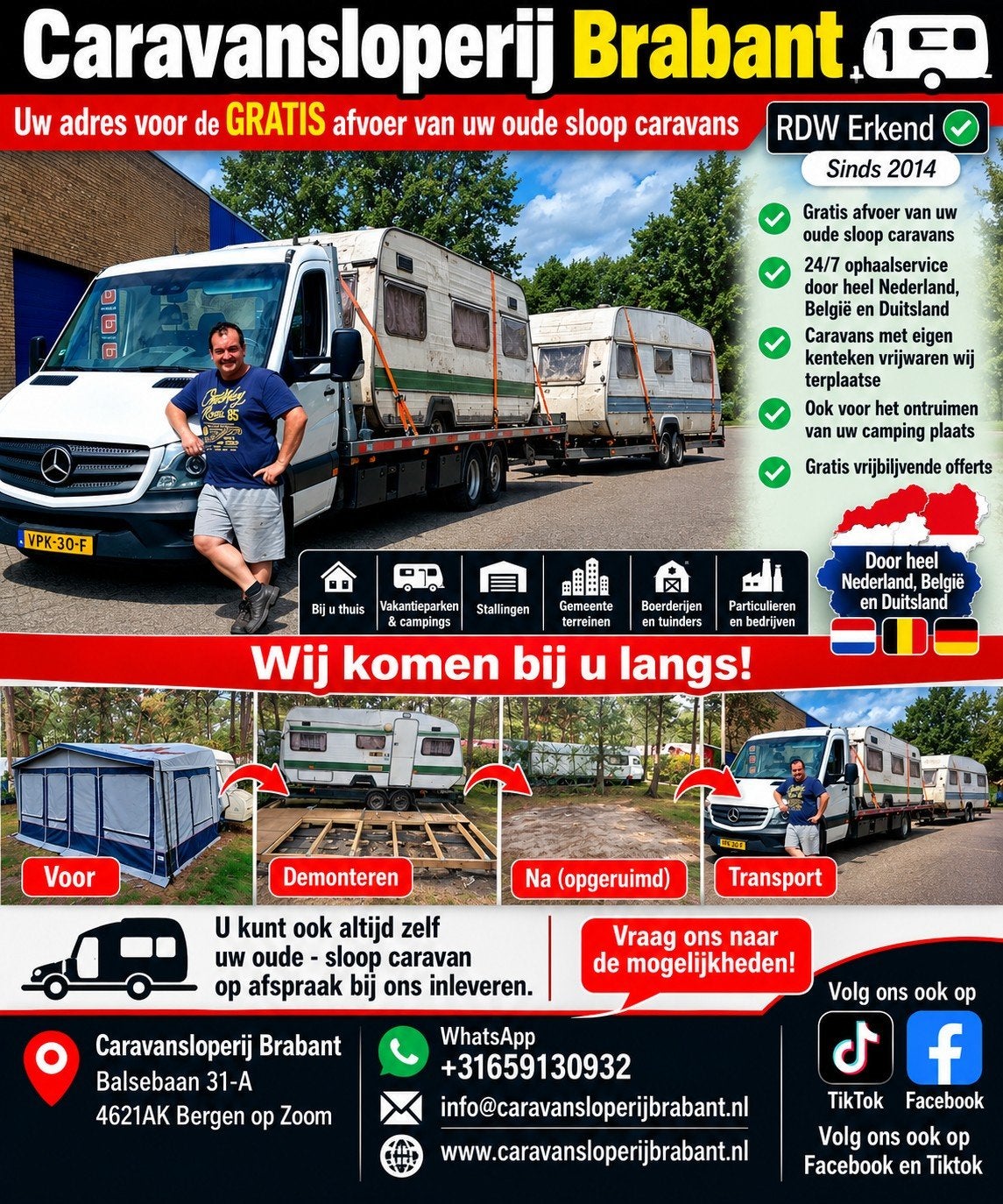 Gratis afvoer oude - sloop caravans Caravansloperij Brabant