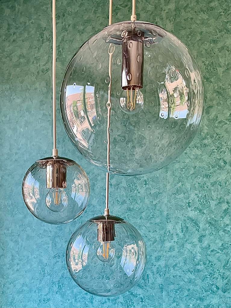 Vintage RAAK Teardrop Compositie Hanglamp. Glas: 18,25,35 CM, Ophalen of Verzenden, Gebruikt, Glas, Mid Century Modern