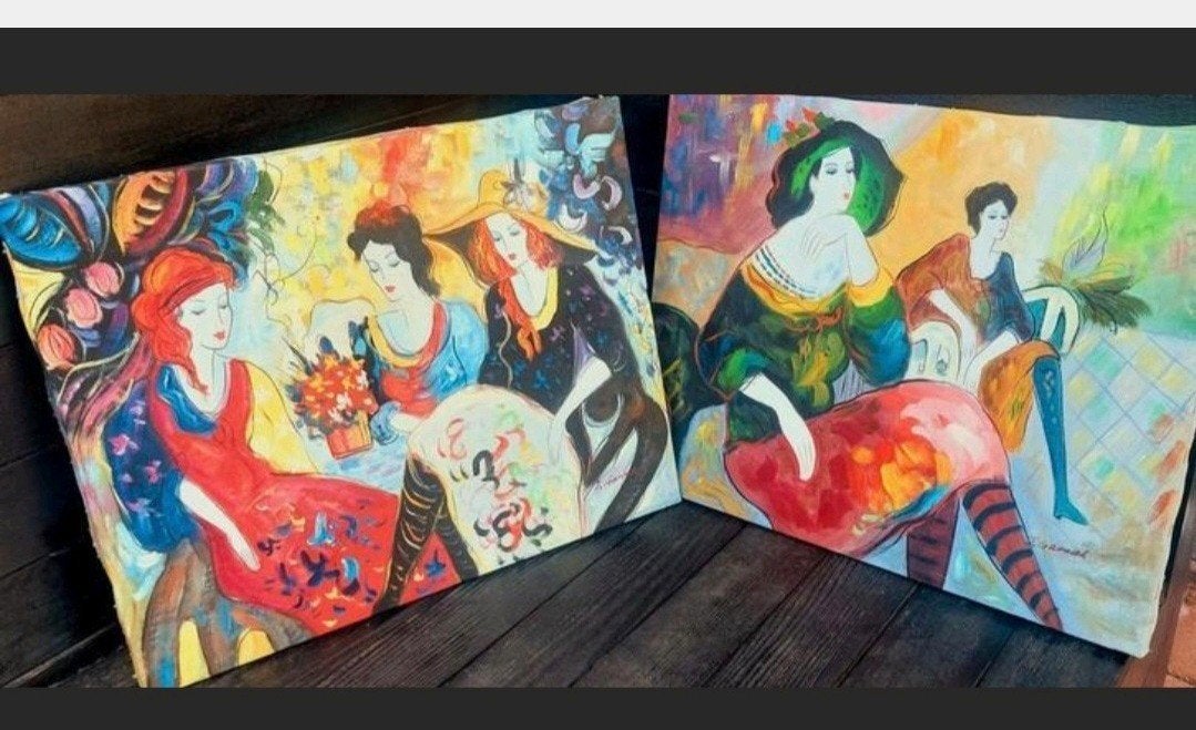 2 Art Deco olieverfschilderijen gesigneerd J.Garrah, Antiek en Kunst, Kunst | Schilderijen | Klassiek, Ophalen of Verzenden