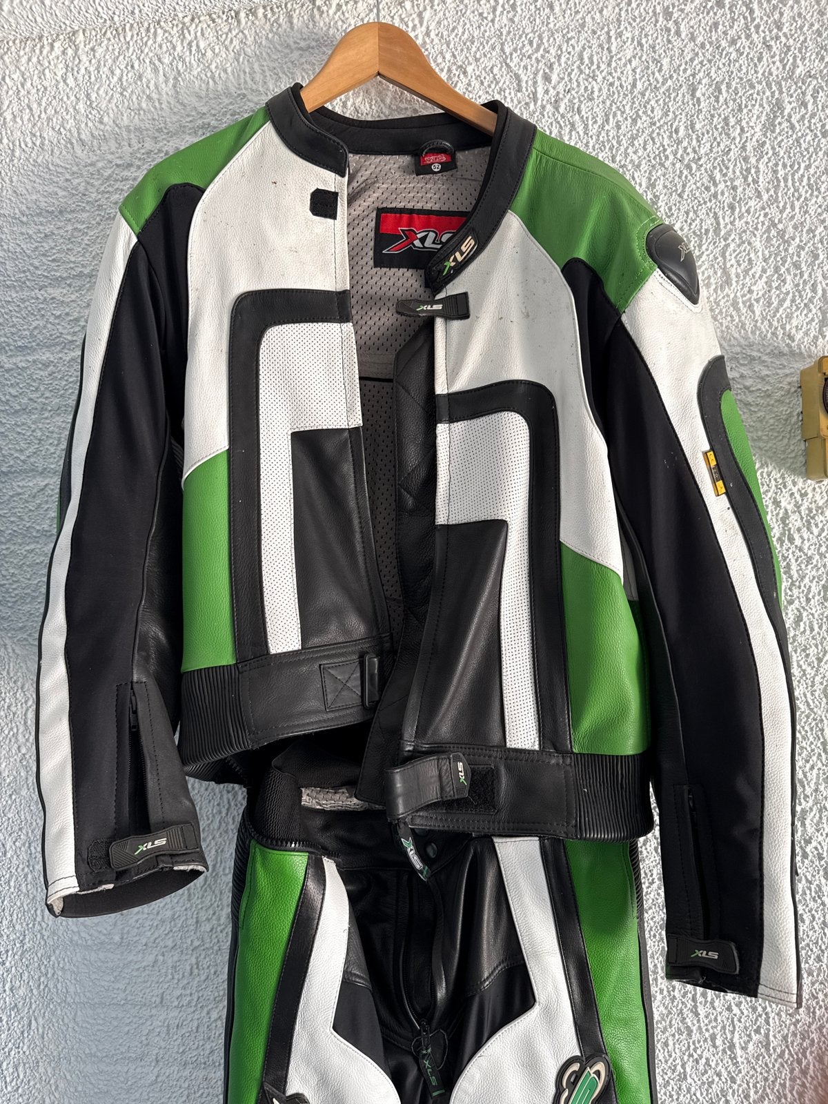 XLS Motorpak Leer Zwart/Groen/Wit - Maat 52, Ophalen, Tweedehands, Heren, Combipak