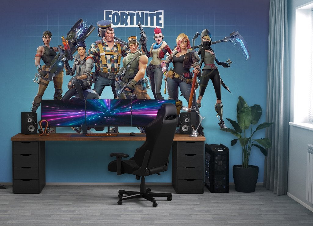 Fotobehang / Behang Game - Gamekamer Playstation - Fortnite, Fotobehangkoning.nl, Overige patronen, Meerkleurig, Hoogeveen