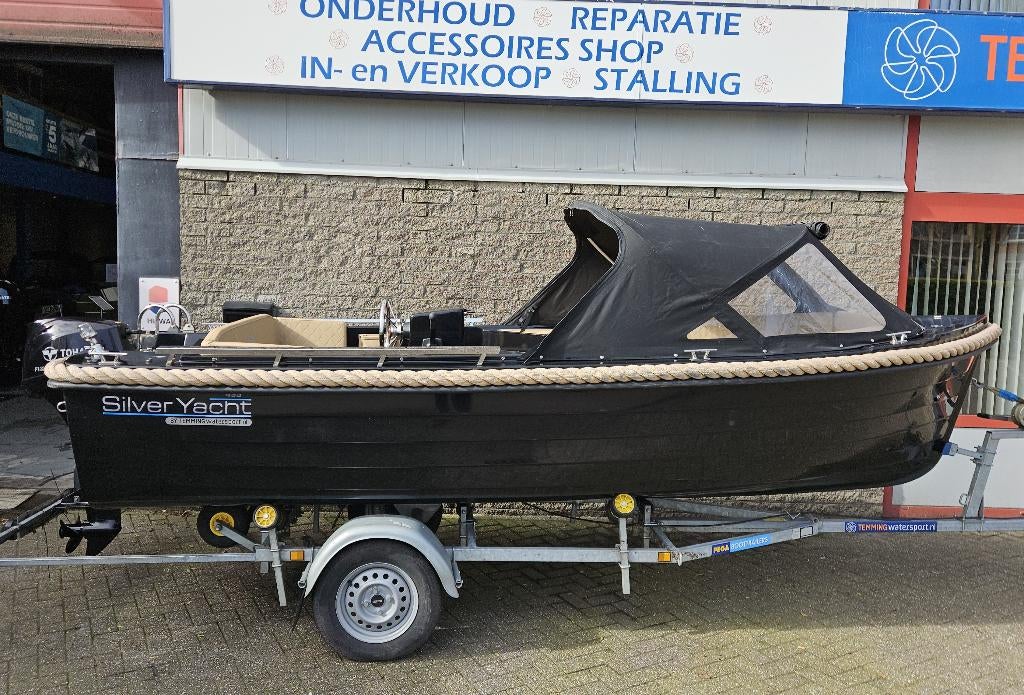 Mooie en zeer luxe Silveryacht 495 met echt teak!, Ophalen, 10 tot 30 pk, Zo goed als nieuw, 3 tot 6 meter