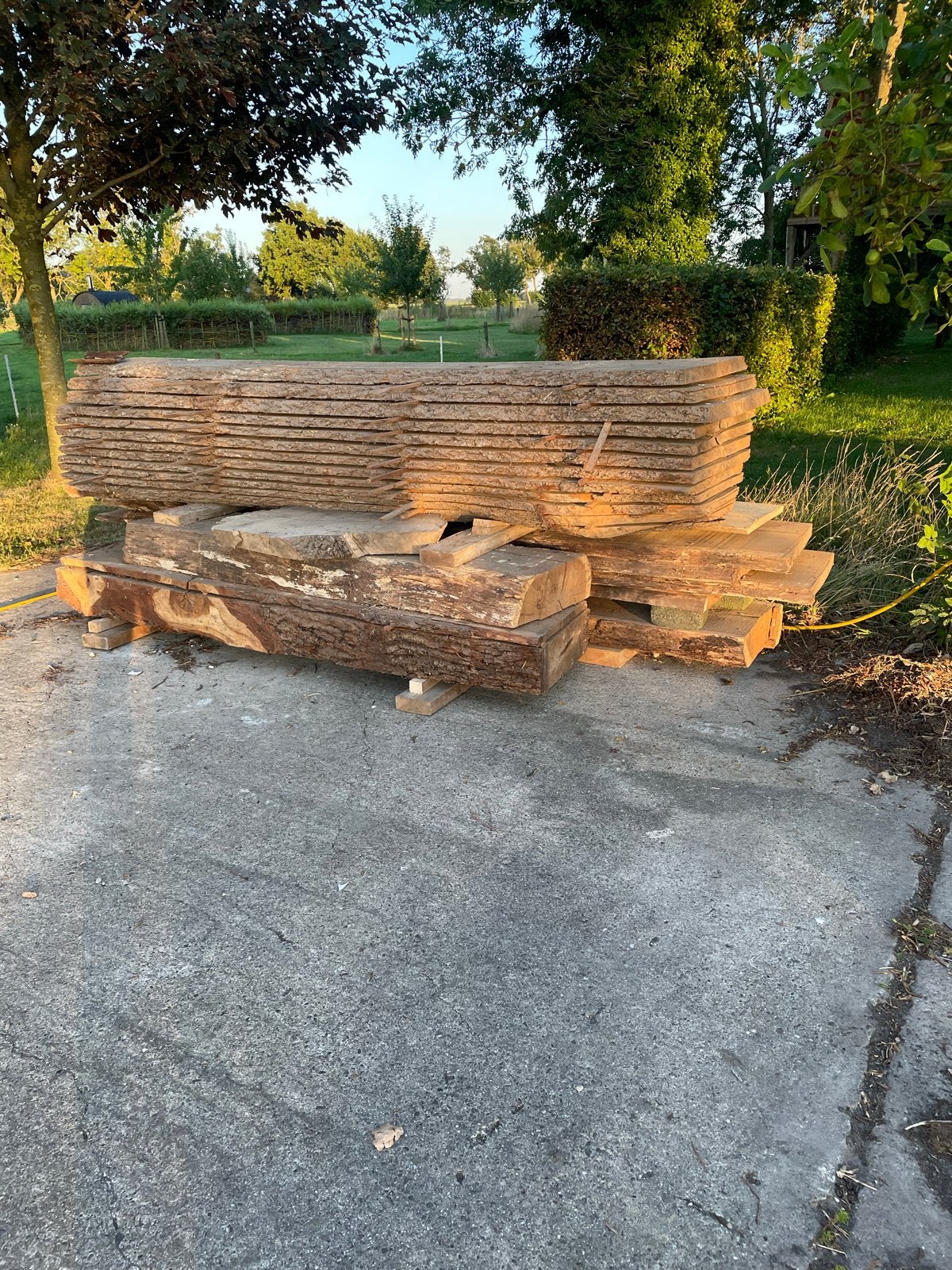 Partij schaaldelen Eiken en Essen, Ophalen, Gebruikt, 25 tot 50 mm, Eiken