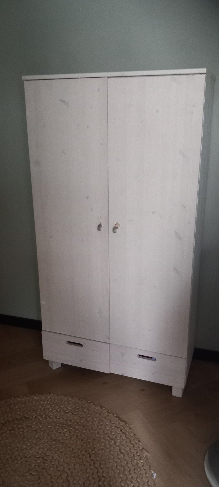 kledingkast babykamer kinderkamer white wash opknapper, Huis en Inrichting, Ophalen, Gebruikt, 50 tot 100 cm, Met lade(s)