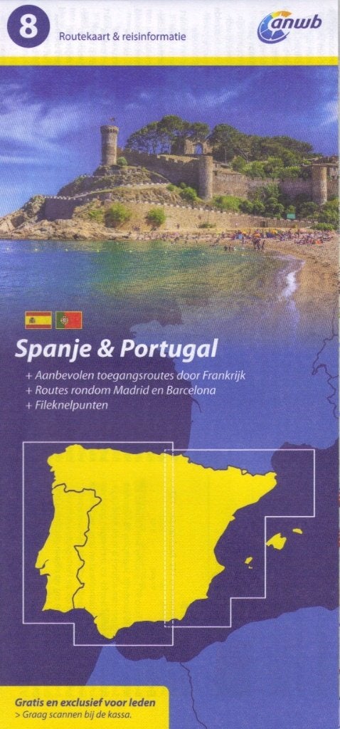ANWB RouteKaart Spanje + Andorra + Portugal (WegenKaart), Boeken, ANWB, Verzenden, Spanje, 2000 tot heden