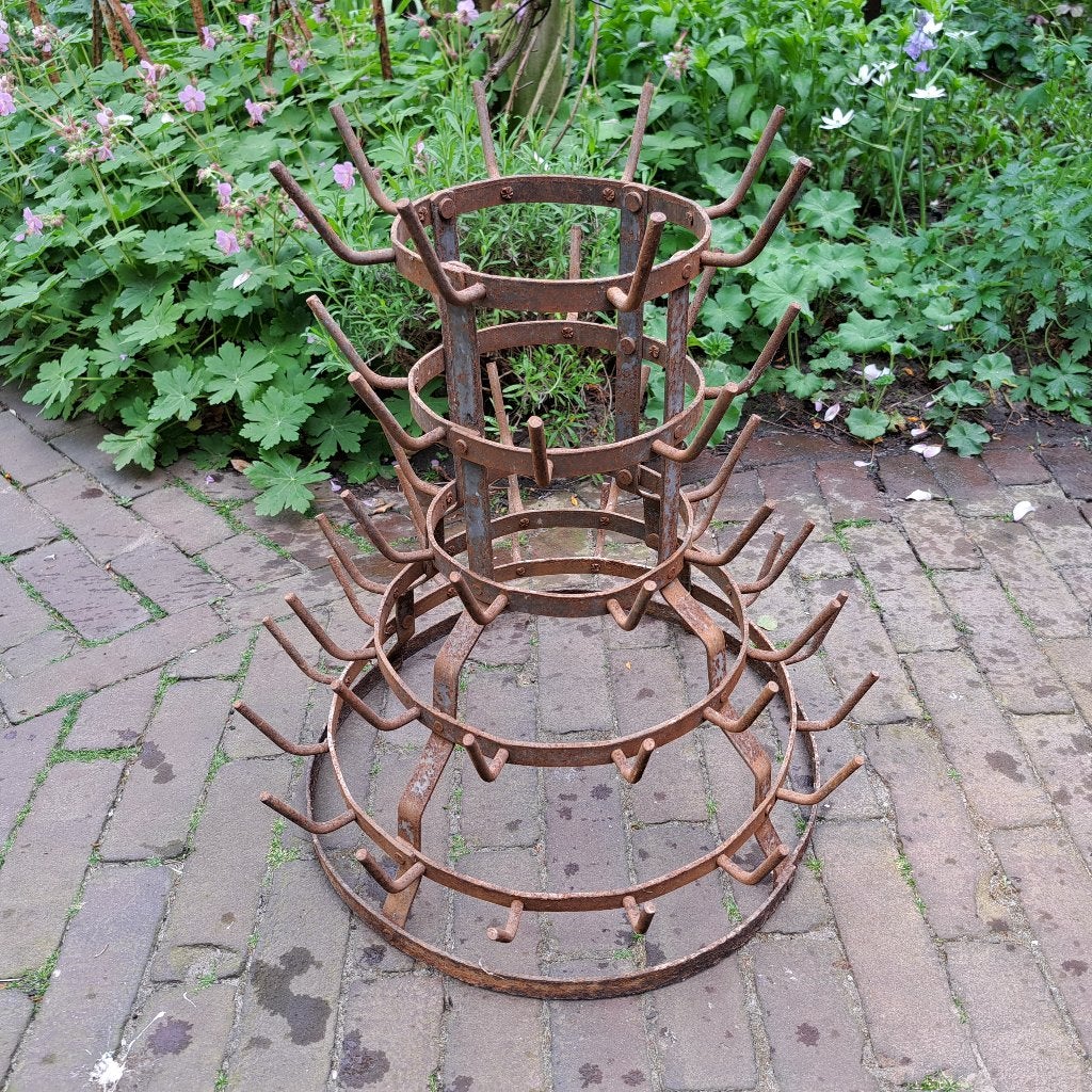 Stoer oud brocante Frans flessenrek porte bouteilles *Etage3, Gebruikt, ., Ophalen of Verzenden, .