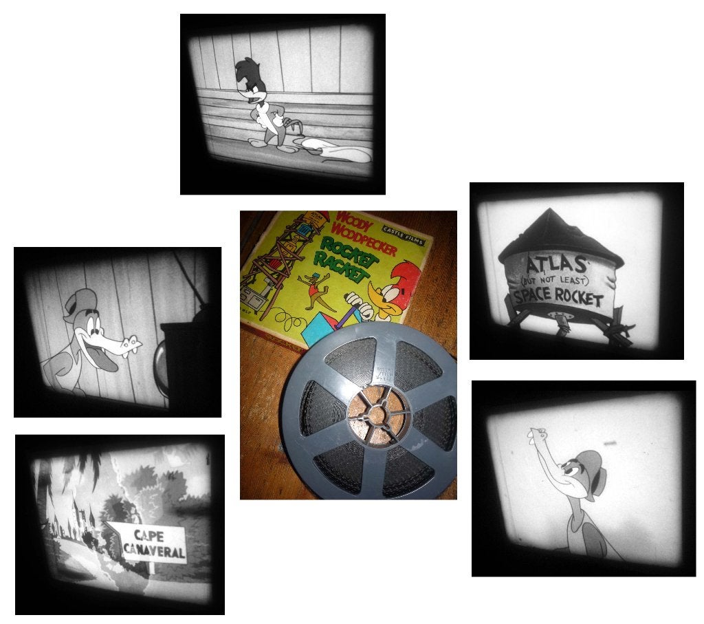 8mm film Woodpecker - Rocket Racket - 60m - zw/w silent, Ophalen of Verzenden, 8mm film