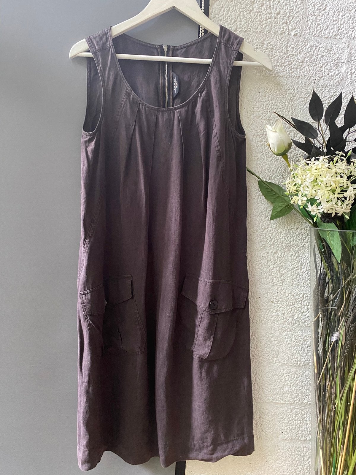 Max Mara weekend chocolate linen dress/Size 40, Maat 38/40 (M), Bruin, Ophalen of Verzenden, Zo goed als nieuw