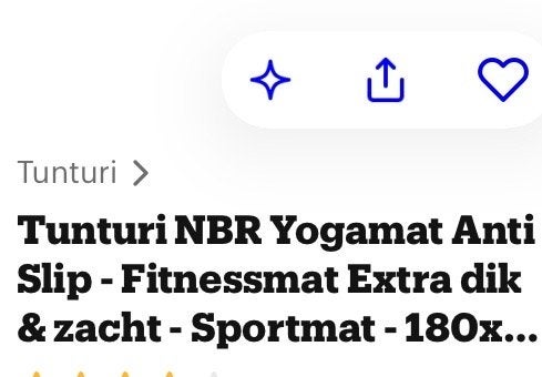 Tunturi NBR Yogamat Anti Slip - Fitnessmat Extra dik & zacht, Ophalen, Zo goed als nieuw, Buik, Fitnessmat