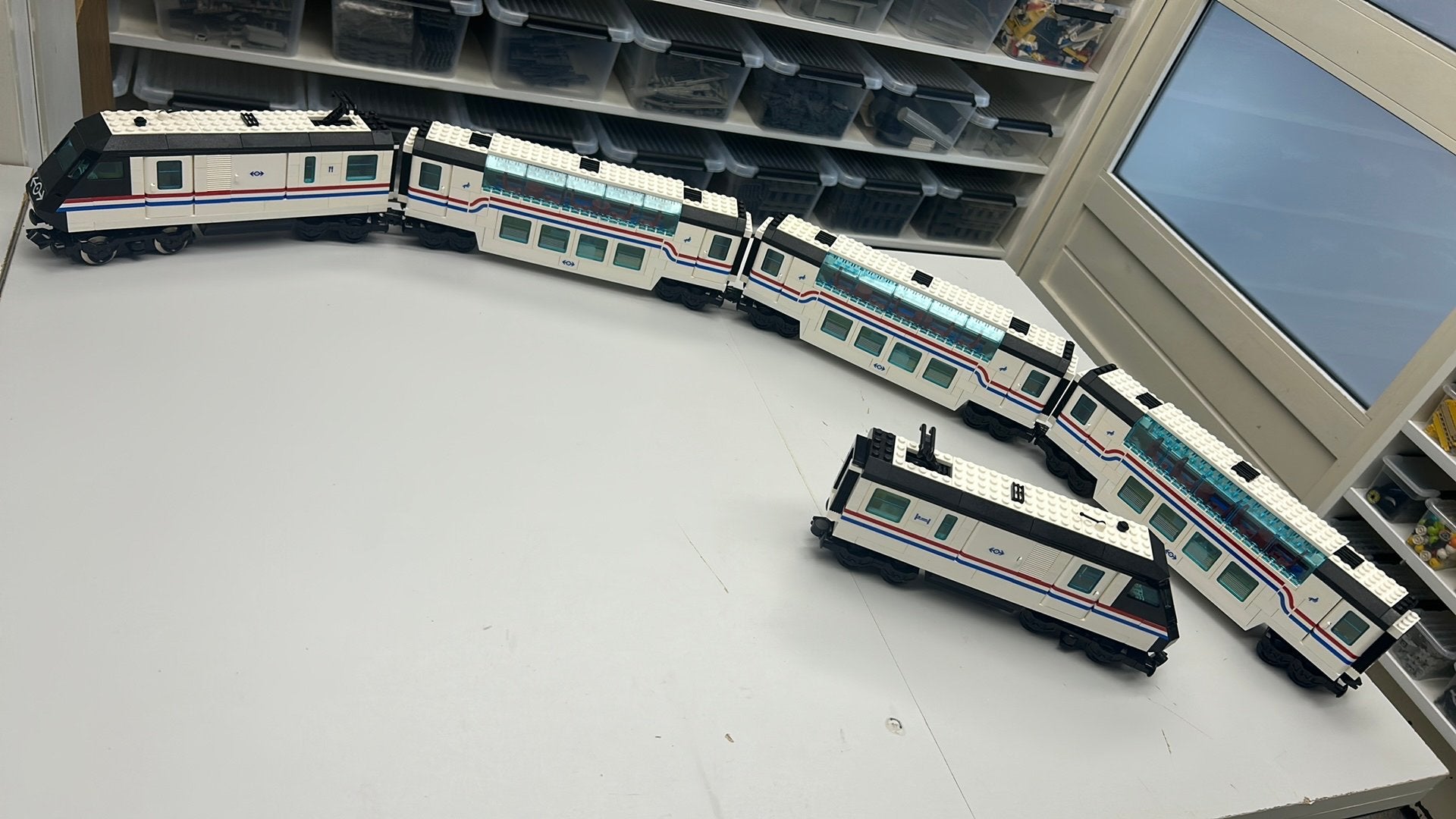 SB2965 Lego trein 9v MOC gebouwd obv  4558/ 4547, Kinderen en Baby's, Speelgoed | Duplo en Lego, Ophalen of Verzenden, Zo goed als nieuw