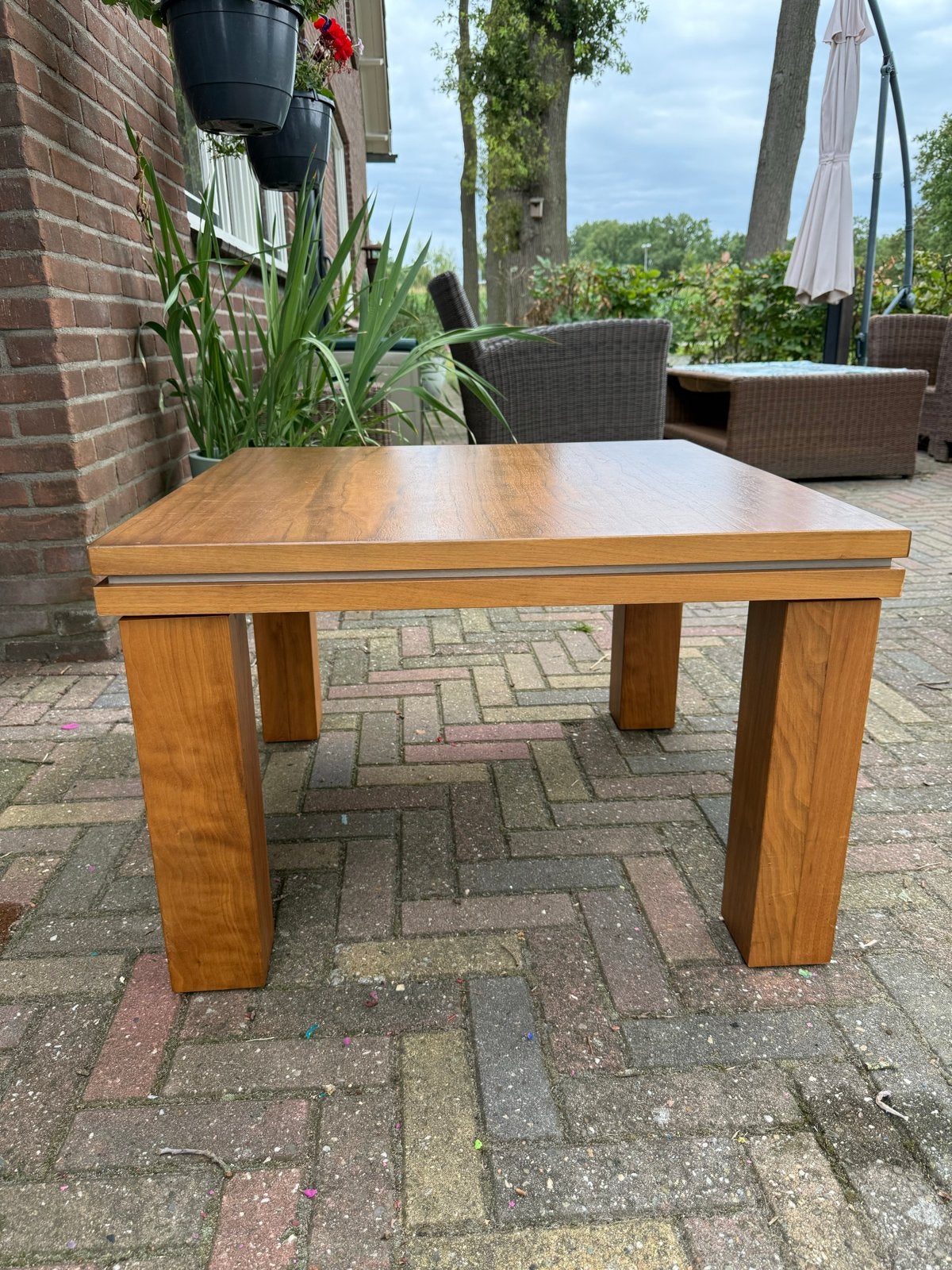 Houten salontafel 60x60 cm, hoogte 74,5 cm, Huis en Inrichting, Tafels | Salontafels, Ophalen, 50 – 75, Gebruikt, Vierkant