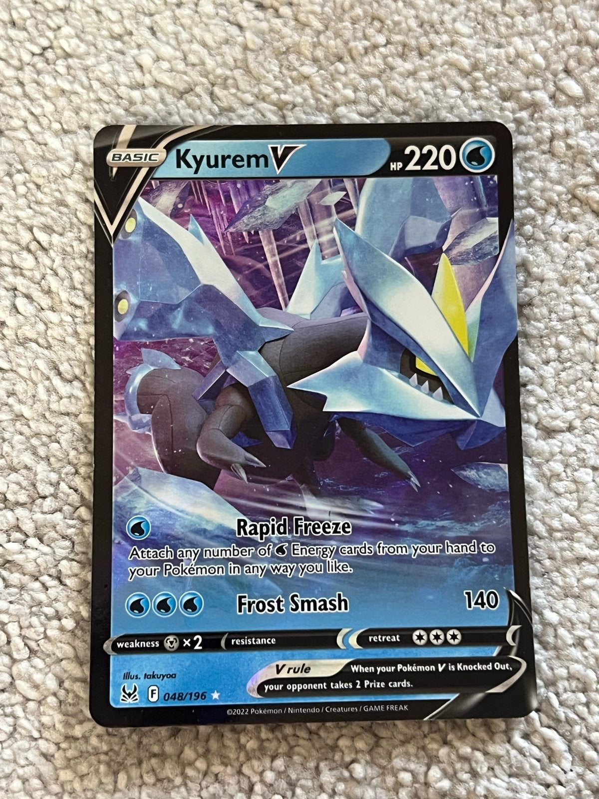 Kyurem V Pokémonkaart 048/196 (Kleine kaart), Ophalen of Verzenden, Zo goed als nieuw, Losse kaart