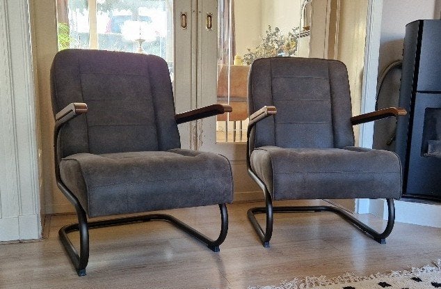 Ivar stoel(en)/ fauteuil(s) (2st) van stof Olijfgroen, Ophalen, Gebruikt, Twee, Overige kleuren