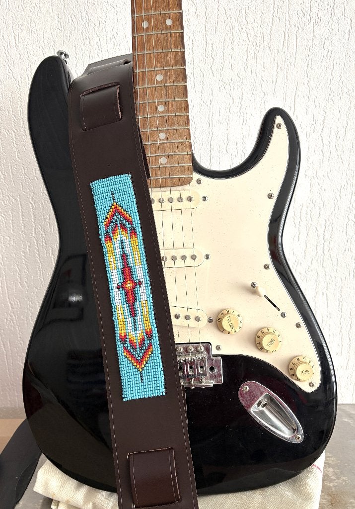 Gitaarband Leer 024 7cm breed Bruin 118 -170cm lang Aztec, Verzenden, Nieuw, Akoestische gitaar