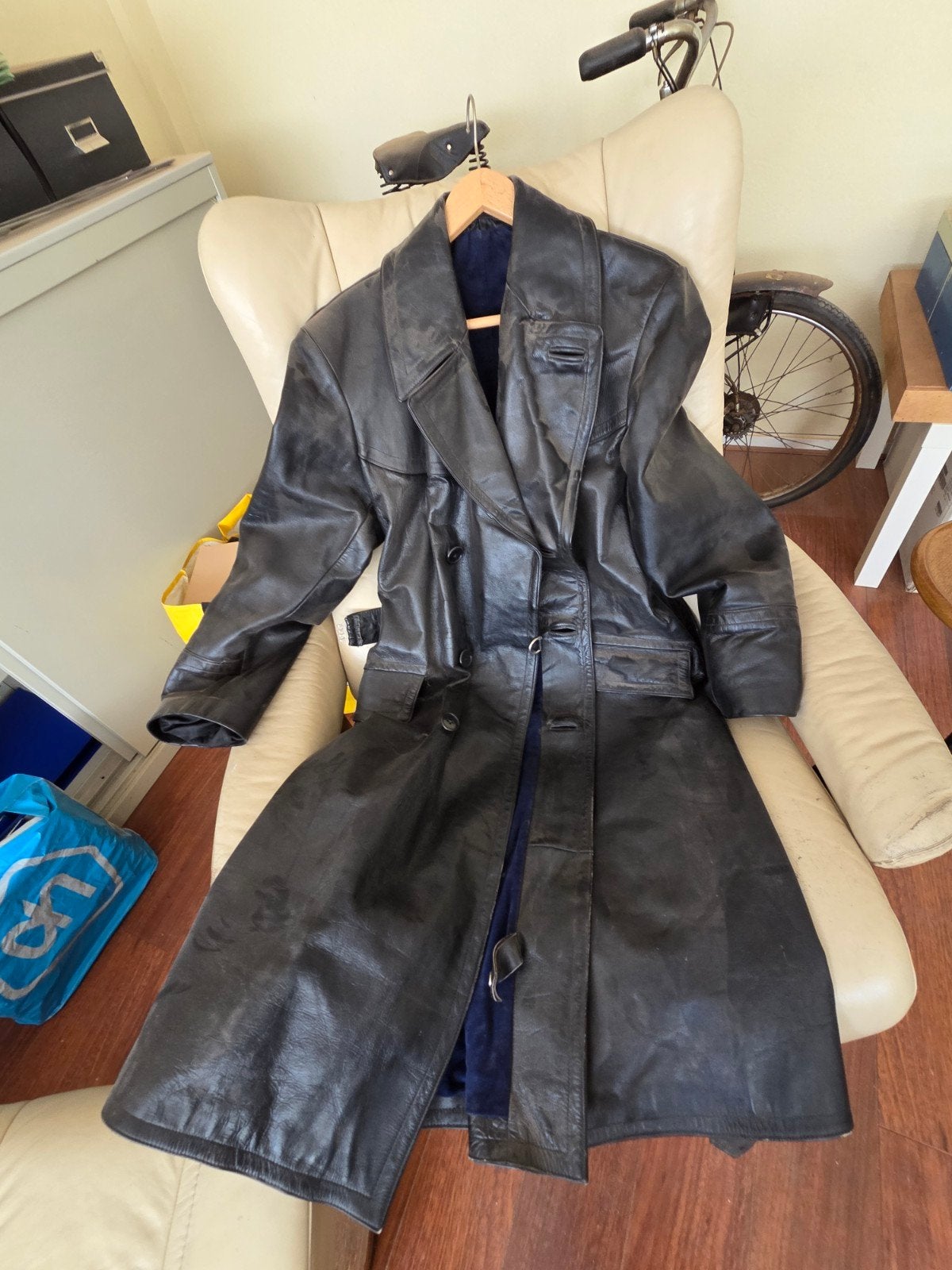 Te koop Vintage leren jas maat L, Kleding | Heren, Ophalen, Zo goed als nieuw, Bruin