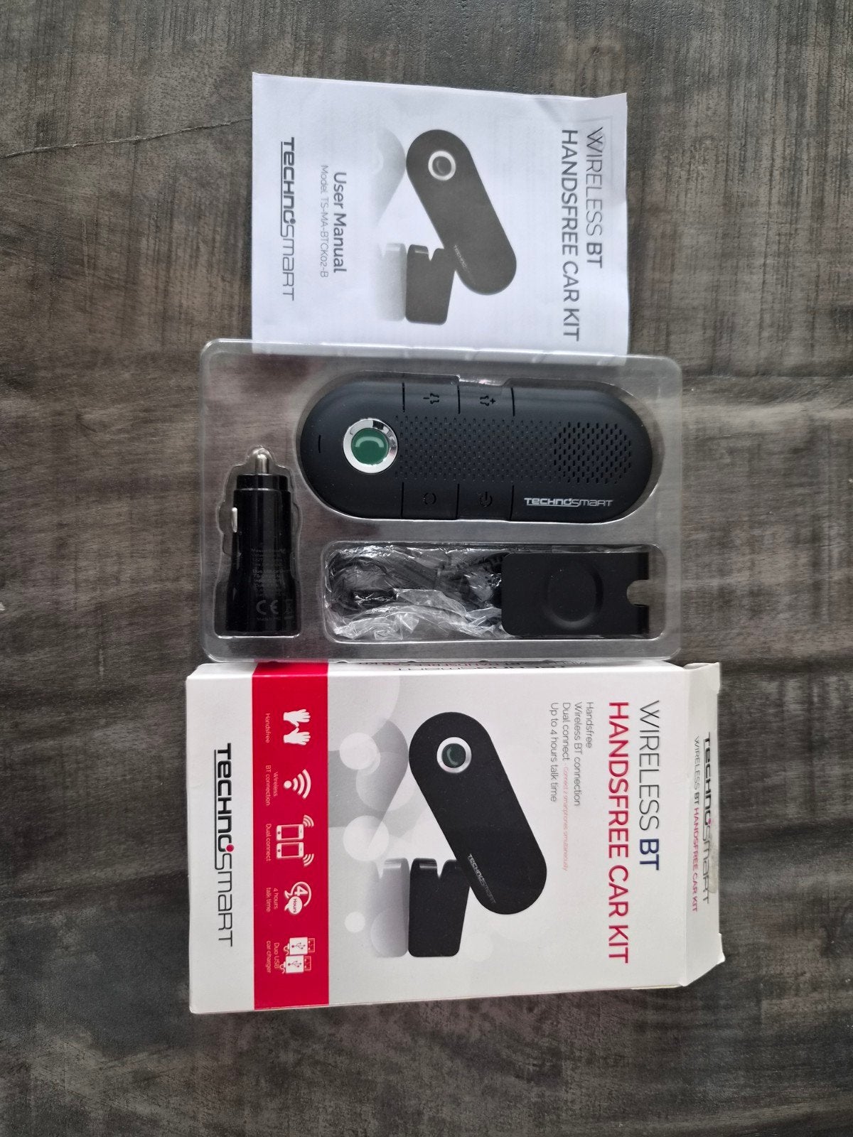 Technosmart Draadloze Bluetooth Handsfree Carkit, Telecommunicatie, Opbouw, Universeel, Complete carkit, Ophalen of Verzenden